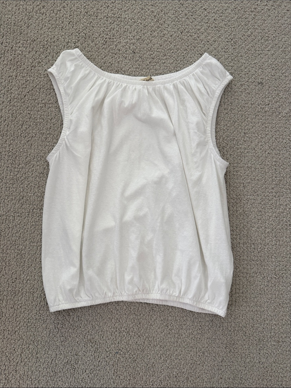 Madewell White Sleeveless Elastic-Hem Tank